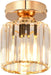 Mini Crystal Semi Flush Mount Ceiling Light Fixture, Gold Small Chandelier Hallway Light Fixtures for Foyer Entryway Walk-In Closet, Fit E26 Base Bulbs, 1-Light, 5.3Inch