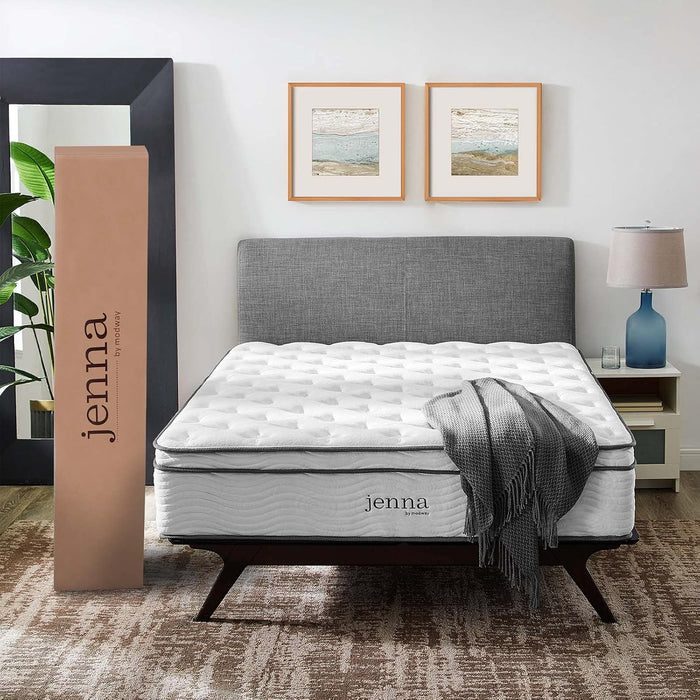 Jenna 14” Innerspring and Memory Foam Queen Mattress with Individually Encased Coils, White