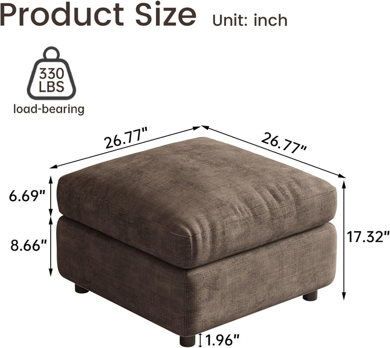 Dark Brown Storage Ottoman, Modern Sofa Ottoman for Sectional Sofa, Multi-Functional Upholstered Footrest, Padded Seat for Living Room, Home, Apartment, Dorm, Office, 330LBS Capacity