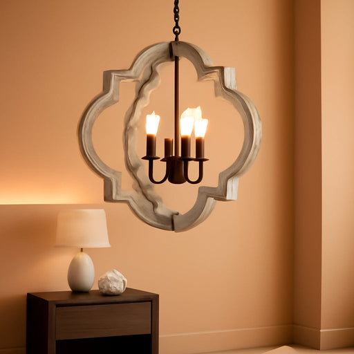 Rustic Farmhouse Wood Orb Chandelier Pendant Light
