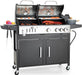 Propane Gas Grill and Charcoal Grill Combo with Side Burner & Porcelain-Enameled Cast Iron Grate, Dual Fuel BBQ Grill for Outdoor Events & Backyard Barbecue, 690 SQIN Cooking Area