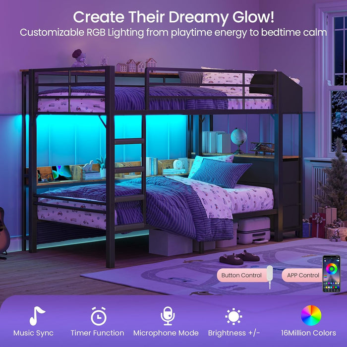 TwinOverTwin Steel Construction Bunk Bed With Storage