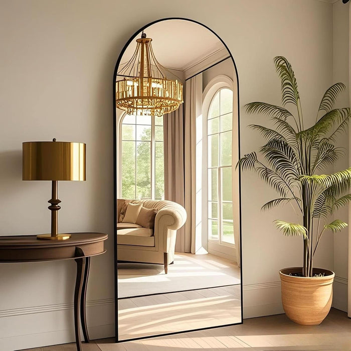58"X19"Floor Mirror Full Length,Arched Full Length Mirror with Stand,Full Body Mirror,Hanging or Large Leaning for Bedroom Living Room Black