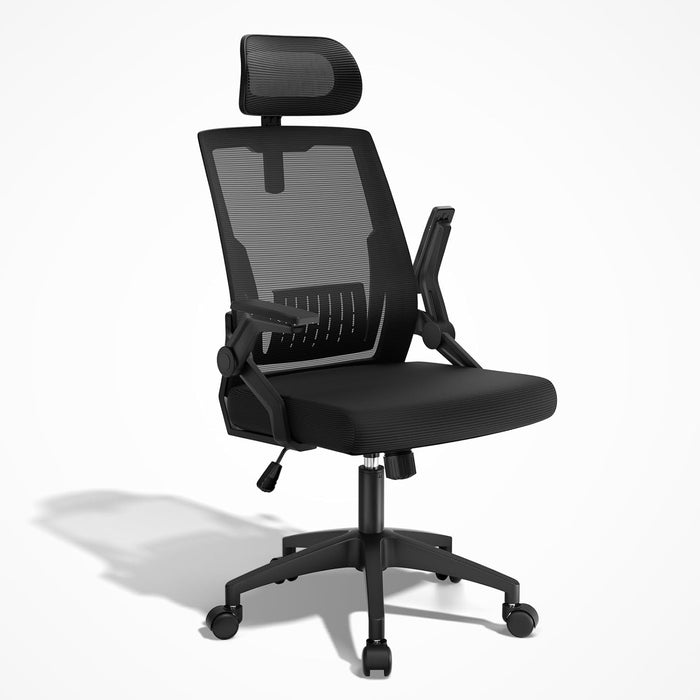 High Back Mesh Office Chair with Adjustable Headrest, Black