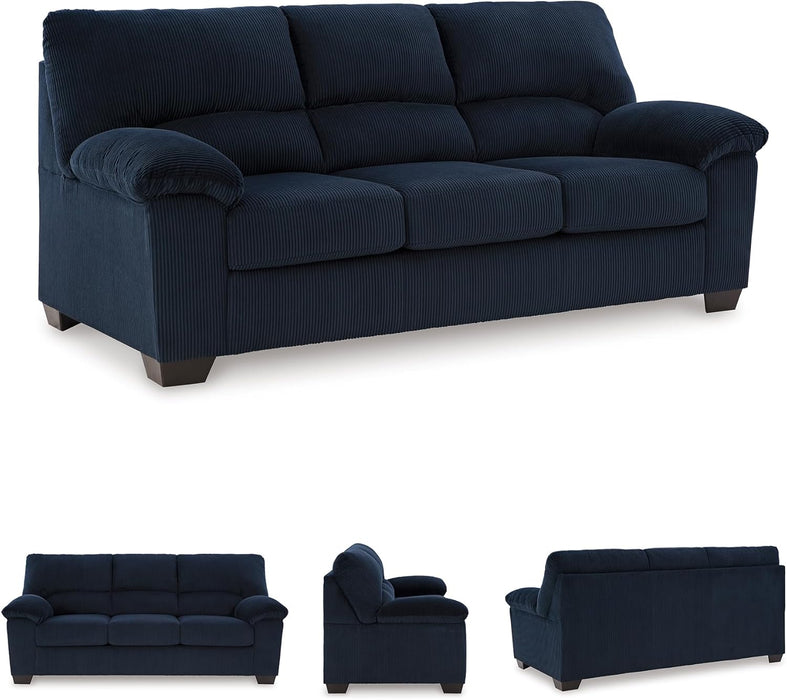 Blue Corduroy Contemporary Sofa For Comfortable Living