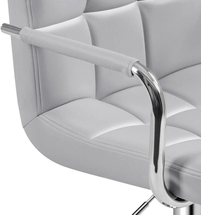 Modern Bar Stools Set of 2 Swivel Kitchen Stool Height Adjustable Square Counter Stool with Back&Armrest PU Leather Stool, Light Grey