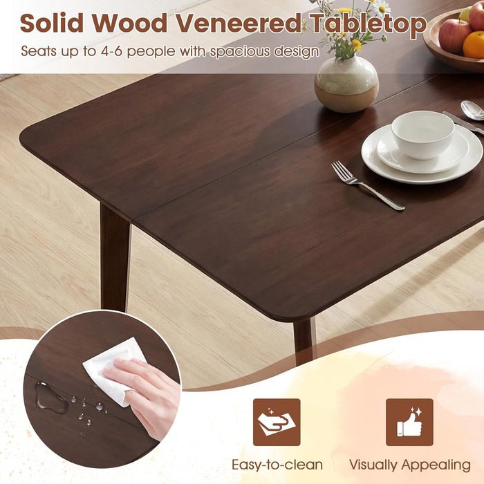 47Inch Walnut Rubber Wood Dining Table Rectangular