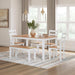 Gesthaven Casual Modern Dining Room Table Set with 4 Chairs and Bench, Set of 6, Mango Wood, 30.25" Table Height, White & Light Brown