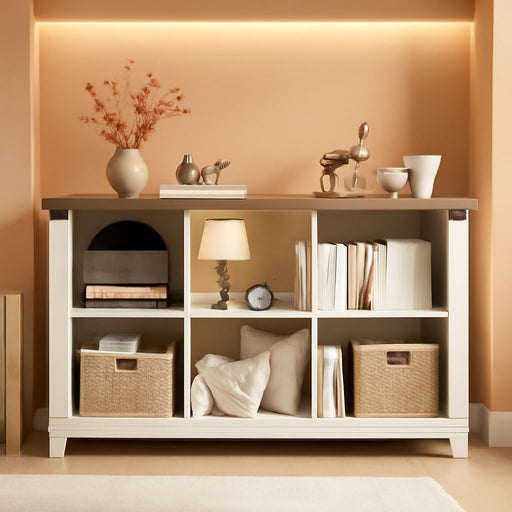 8-Cube Storage Organizer, Farmhouse Bookshelf, Display Shelf for Living Room, Bedroom, Home Office, White
