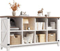 8-Cube Storage Organizer, Farmhouse Bookshelf, Display Shelf for Living Room, Bedroom, Home Office, White