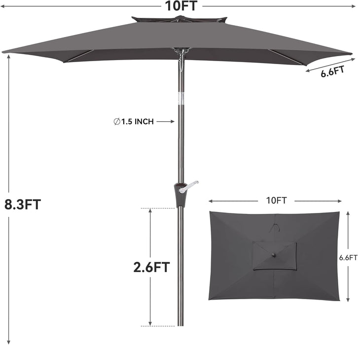 Rectangular Outdoor Patio Umbrella Six Point Six By Ten Feet Tilt