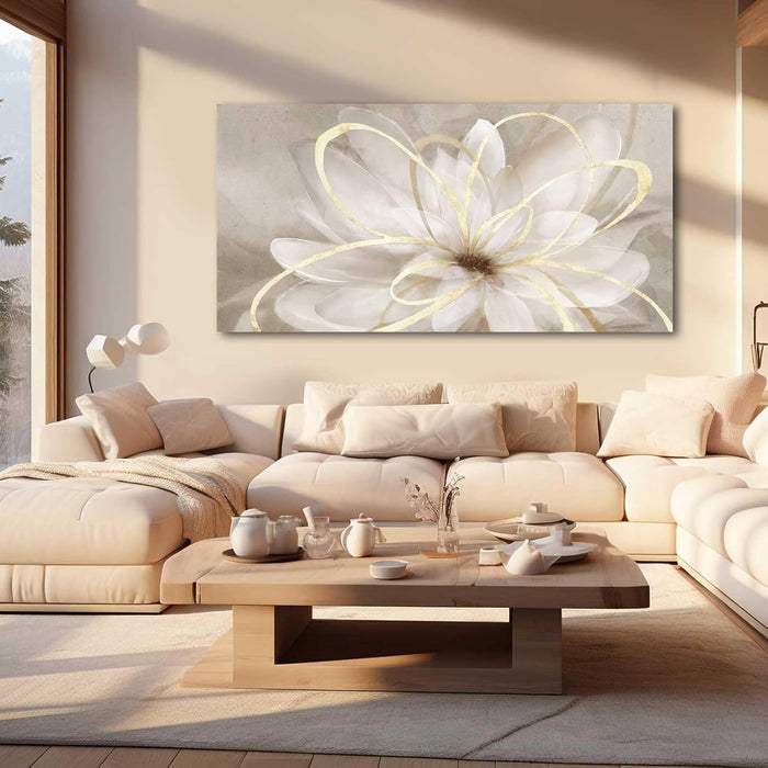 Flower Pictures Wall Decor Oil Painting 24X48 Inches Abstract Artwork for Bedroom Living Room Home Office Wall Decorations, Gold