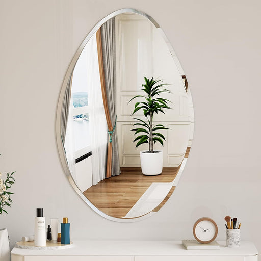 Irregular Wall Mirror,27X18 Asymmetrical Frameless Bathroom Mirror