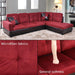 2 Pieces Sectional Sofa Sets, L-Shape Sofa Microfiber Couch Living Room Sofa Set with Chaise Using for Living Room Furniture(A-Red, Right Hand Facing)