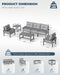 HDPE Outdoor Patio Furniture Set, Grey Frame & Grey Cushions