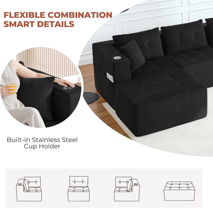 100Inch U Shaped Oversized Modular Sofa LuxuriousCorduroy
