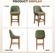 Bar Stool Set of 2, 26" Upholstered Counter Height Stools | Comfortable Chenille Fabric Barstool, Solid Wood Legs and Footrest, Bar Chair with Back for Kitchen Island, Green