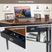 Corner Desk, Writing Corner Computer Table with Drawer for Small Space, Wood Makeup Vanity Desk, Small Corner Desk with Shelves, Office Study Workstation (Brown)
