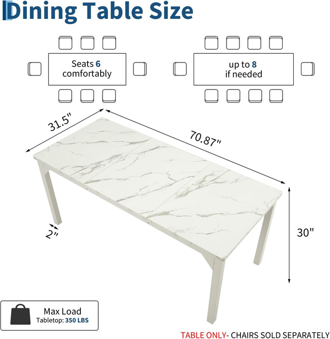 71" Long Large Dining Table, Industrial Kitchen Table for 6-8 People