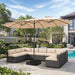15Ft Patio Umbrella with Base Included, Outdoor Double-Sided Rectangular Umbrella with Crank Handle & Ventilation, Large Standing Umbrella for Pool, Deck, Lawn, Backyard & Beach, Beige