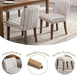 Upholstered Parsons Chair Set of 2, Linen Fabric Khaki Striped Dining Chairs with Walnut Wood Leg Cushioned Back Modern Rustic Side Chairs for Living Room/Kitchen/Dining/Restaurant