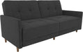 Black Faux Leather Futon Sofa Bed: Modern, Button-Tufted