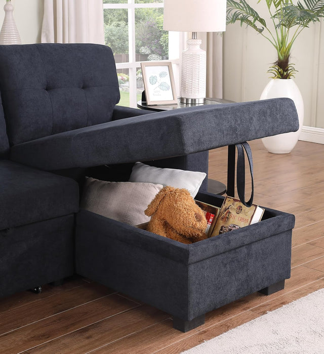 85Inch Dark Gray Reversible Sleeper Sectional Sofa