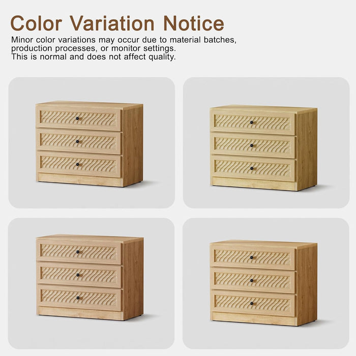 3 Drawer Dresser Set of 2 for Bedroom, 31.3" Wide Wooden Dresser