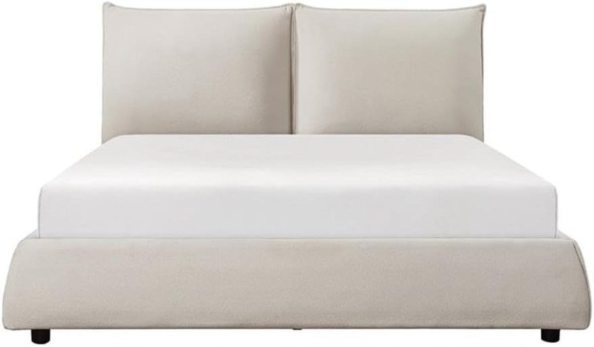 Linna Chenille Upholstery Eastern King Platform Bed in Beige