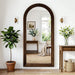 30"X71" Full Length Mirror Solid Wood Frame, Arched Floor Mirror Full Length with Stand, Room Decor Big Full Body Mirror with HD Tempered Glass for Bedroom, Living Room, Walnut Wood