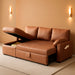 Sleeper Sofa, Sofa Bed- 2 in 1 Pull Out Couch Bed with Storage Chaise, Sofa Sleeper Couch for Living Room, Brown Leathaire Sofa