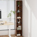 6-Tier Tall Narrow Bookshelf, 70.5" Skinny Thin Bookcase, Brown | Corner Shelf Slim Storage Cabinet,Wood DVD CD Media Cube Organizer Tower Rack for Small Spaces, Bedroom, Living Room, Office