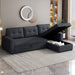 Storage Sectional Sofa Bed Dark Grey, L-Shaped, 81.5"