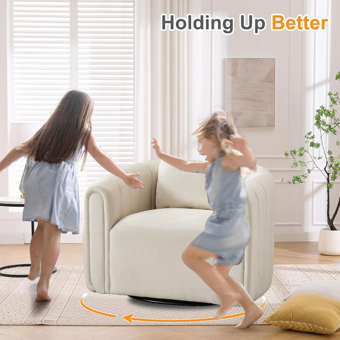 Swivel Accent Chair,Velvet Barrel Chair for Living Room,Comfy Modern Armchair,Completely Assembled(Beige)