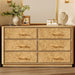 55" Extra Wide Dresser for Bedroom - Burl 6 Drawer Chest of Drawers