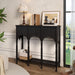 40" Console Table with Storage Shelf, Retro Entryway Table, Wooden Sofa Table with Roman-Style Legs for Living Room, Hallway, Black