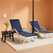 Lounge Chair Outdoor Set of 2 W/Armrest & 1 Table, Navy Blue