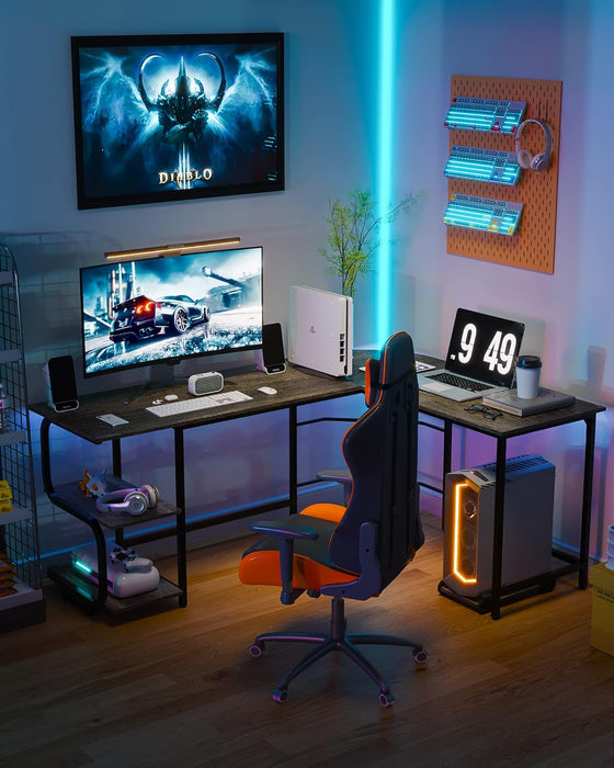 Reversible L Shaped Desk with Large Surface, 69 Inch Sturdy Corner Desk with Storage Shelves, Premium Office Computer Desk Workstation for Home Office Gaming
