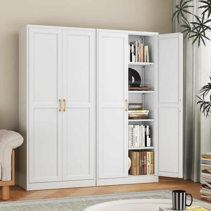 SeventyOneInch Metal Pantry Cabinet White Shelves UltraDurable