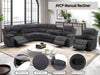 Manual Reclining Sofa Set with Drop-Down Table, Corduroy Sofa Sets, Living Room Furniture Sets, Modern Manual Recliner Sofa Sets with Storage Console for Living Room (Dark Grey, Sectional+Chair)