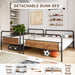 Bunk Bed Twin over Full Size with High Guardrail and Ladder,Twin Size Convertible Metal Bunk Beds for Kids/Teens/Adults,Easy Assembly, No Box Spring Needed,Vintage Brown
