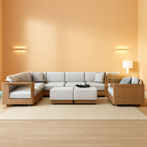 9-Piece Patio Sectional Furniture Set with 10" Thick Cushions