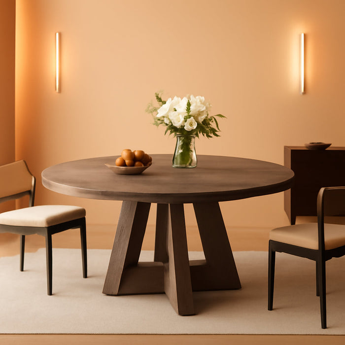 Farmhouse Dining Table, 47 Inch round Dinner Table for 4, Rustic round Dining Room Table for Home Dining Room Living Room (Grey)