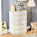 5 Drawer Dresser for Bedroom, 45" H Tall Dresser Chest of Drawers, High Gloss Wood Modern Storage Cabinet with Brown Top