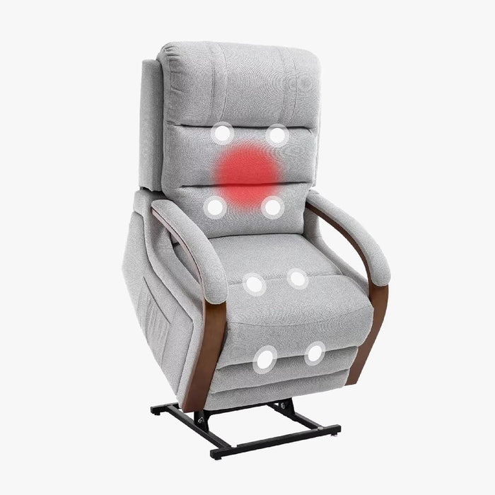 FLEXISPOT Dual Motor Power Lift Recliner Chair for Elderly, Electric Lay Flat Reclining Chair with Massage & Heat, Side Pockets, Fabric Single Sofa for Living Room