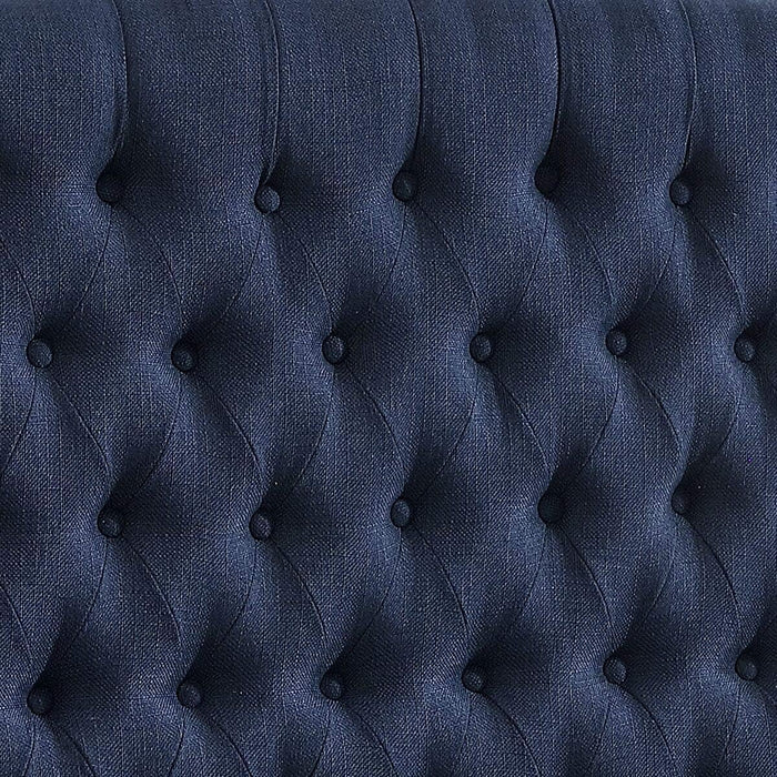 Linen Upholstered Tufted Button King Headboard and Comfortable Fashional Padded King/California King Size Headboard - Navy Blue