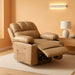 Leather Recliner Chair, Manual Recliner W/Comfortable Arms and Cup Holders for Living Room CF8011 - Khaki, Medium
