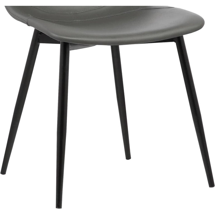 Monte Contemporary Dining Chair, Faux Leather, Black Powder Coated Metal Legs, Gray