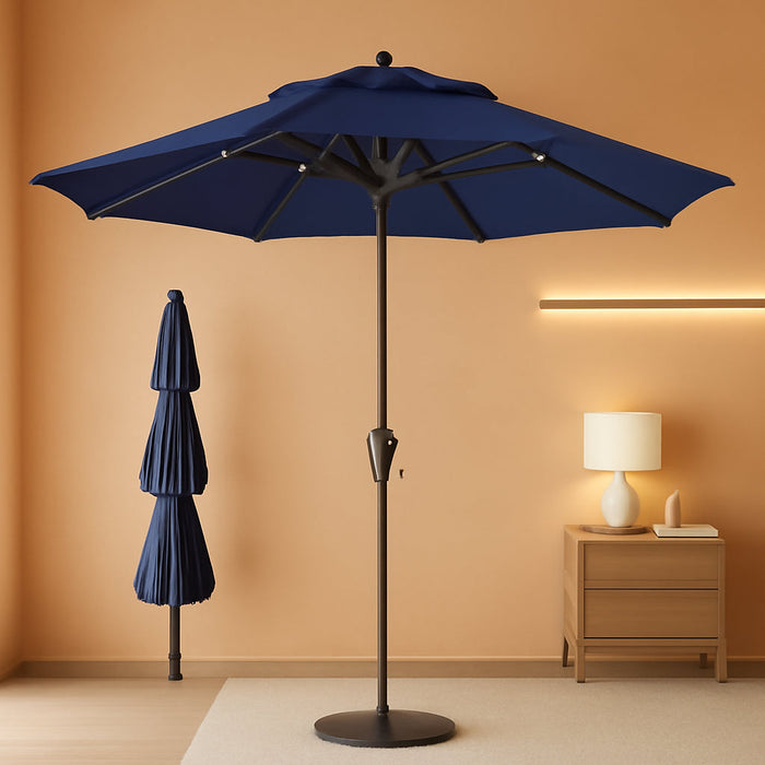 Best Choice Products 10Ft 3-Tier Market Patio Umbrella, Outdoor Sun Shade with Tilt, Crank Lift, 8 Ribs for Backyard, Deck, Poolside – Navy Blue