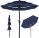 Best Choice Products 10Ft 3-Tier Market Patio Umbrella, Outdoor Sun Shade with Tilt, Crank Lift, 8 Ribs for Backyard, Deck, Poolside – Navy Blue